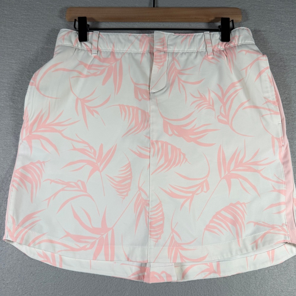 Under Armour Womens Links Woven Golf Skort Pink‎ White Palm Print 1362110-100 6